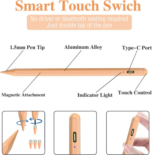 Capacitive Stylus Pens for Touch Screens Rechargeable iPhone Stylus High Sensitivity & Precision Pom Tip,Stylus Pen for iPhone/iPad/Pro/Air/Mini/S...