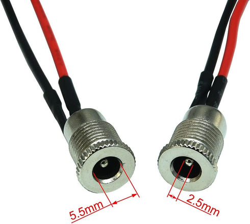 FILSHU 5.5 x 2.5 MM DC Power Jack Socket Threaded Female Mount Connector Adapter with 30CM 18AWG Cable...