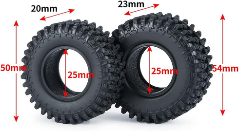4PCS 1.0" Crawler Tires Rubber Wheel Tires for 1/24 Axial SCX24 90081 AXI00001 AXI00002 AXI00005 AXI00006 RC Crawler Car (54mm)...