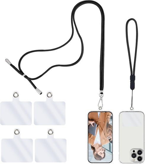 simarro Universal Cell Phone Lanyard, 2 Phone Chains with 4 Transparent Replacement Mobile Phone Straps Adjustable Nylon Neck Strap for All Smartp...