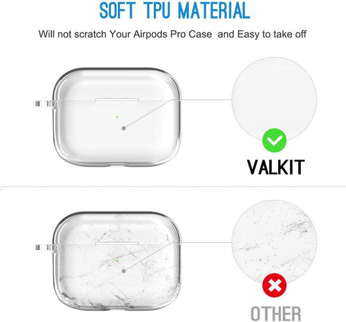 valkit Compatible Airpods Pro Case Cover, Clear Airpod Pro Soft TPU Protective Case 2019 with Keychain Shockproof Cover for Apple Airpods Pro Char...