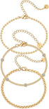 PAVOI 18K Gold Plated Chain Bracelet Pack for Women | Jewelry Set of 5 Stackable Bracelets Paperclip Snake Rope Figaro Beaded Chains...