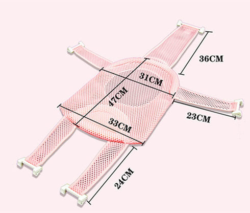 Adjustable Baby Bath Tube Support Mesh Net Soft Breathable Infants Shower Pad Newborn Bathing Mat 5-Point Anti-Slip Bathtub Seat with Sponge Cushi...