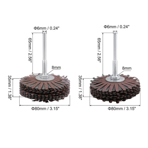 uxcell Abrasive Cloth Flap Wheel Sanding Star Set 1/4-Inch Shank 80 Grit & 120 Grit for Woodworking Root Carving Furniture Polishing...