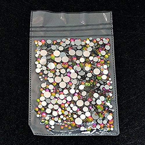 AD Beads 1440 Pieces Mixed Size No Hotfix Glue on Quality Glass Flatback Rhinestones Round Crystal Gems (28 Rainbow)...