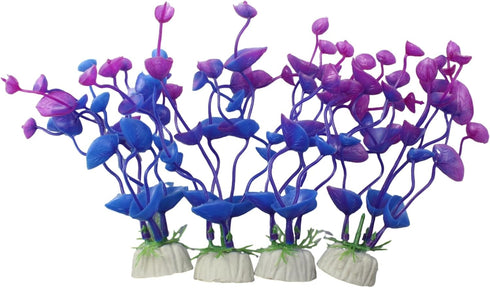 4 Pcs Green Artificial Plastic Plants Fish Tank Plants Fish Aquarium Decoration (Purple)...