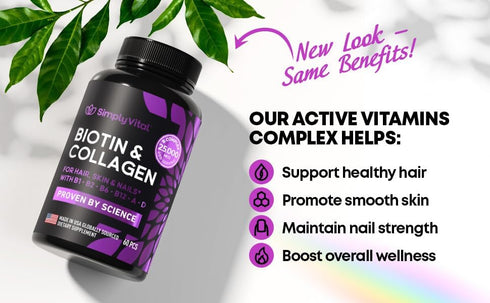 Biotin Vitamins for Hair, Skin & Nails - Biotin 5000mcg, Keratin & Collagen - Hair Supplement for Women & Men with Marine Collagen Peptides & B Co...