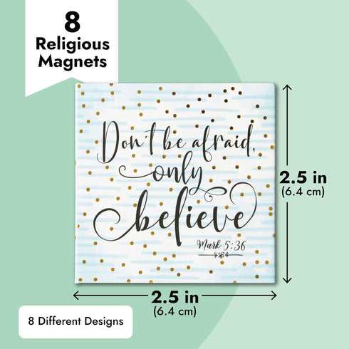 Juvale Inspirational Bible Magnets for Lemon Kitchen Decor & Accessories - 8-Pack 2.5-Inch Square Metal Magnets - Refrigerator Decor with Faith Qu...