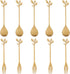 AnSaw 10-Pc Gold Mini Spoons & Forks Set, 4.7" - Stainless Steel, Leaf Handle, Ideal for Coffee,Tea, Appetizers, Tastings, Parties, Charcuterie & ...