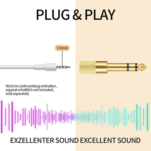 4 Pcs 6.35mm (1/4 inch) Male to 3.5mm (1/8 inch) Female Stereo Headphone Adapters, 3.5mm/1/8'' Female to 6.35mm/1/4'' Male Stereo Audio Adapter Ja...
