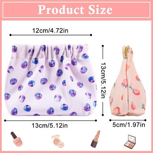 Mini Makeup Bag, 2PCS Pocket Cosmetic Bag, Waterproof Printed Floral Makeup Pouch, Small Makeup Bag for Purse Travel Makeup Organizer Bag for Lips...