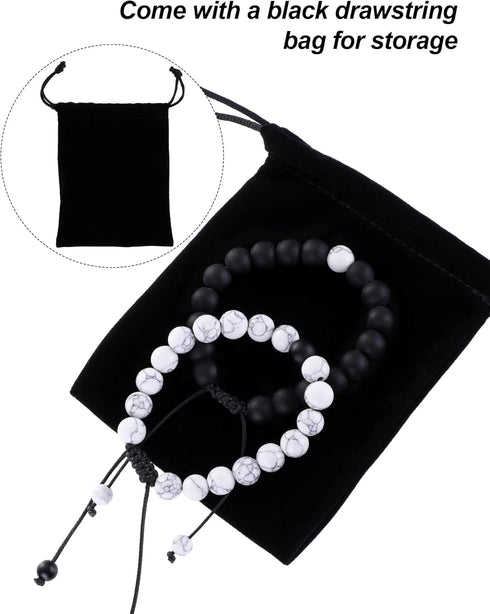 BBTO Howlite Bracelet Black Matte Agate Bracelet Couples Bracelet Distance Bracelet Energy Beads Bracelet for Valentine's Day Present...