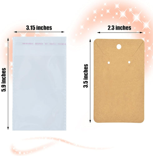 120 Set Earring Holder Cards Necklace Display Cards with 120 Pcs Self Sealing Bags and 240 Pcs Earring Backs for Earring Necklace Display(3.5 x 2....
