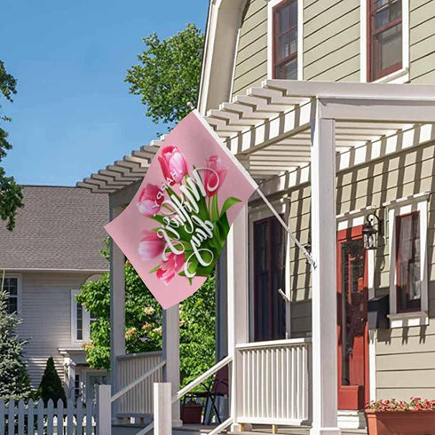 Swono Tulip Flowers Flag 3x5 Ft Pink Blooming Flower Happy Mother's Day Flag Big Flag for Outdoor Indoor Office Workplace Home Garden Business...