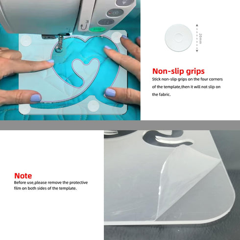 Quilting Rulers and Templates Quilting Templates for Machines Quilting Heart Shaped Free Motion Quilting Templates (Design A&B)...