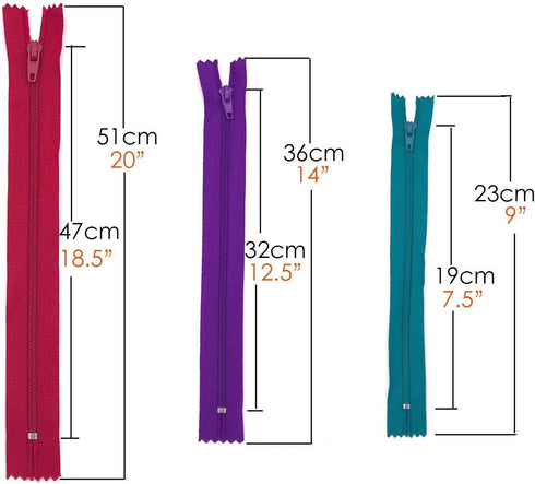 75pcs 20 Inch 14 Inch and 9 Inch Mixed Size Nylon Coil Zipper Bulk with Zipper Presser Foot for Sewing Craft(25 Color Zippers)...