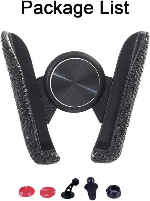 SUNCARACCL Bling Car Phone Holder Mini Dash Air Vent Automatic Mount Universal 360°Adjustable Crystal Auto Stand Accessories for Women and Girls (...