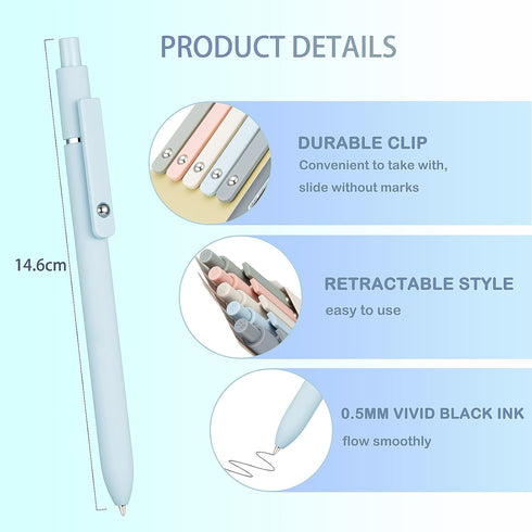 Lanxivi 5PCS Gel Pens Quick Dry Ink Pens Black Refill 0.5mm Fine Point Premium Retractable Ballpoint Pens Set...