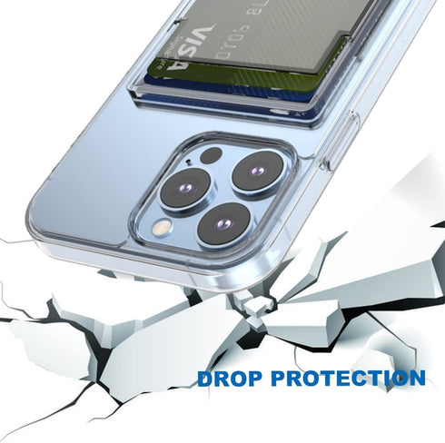 ?Upgrade? for iPhone 13 Pro Max Clear Wallet Case, Anti-Yellowing Slim Fit Thin TPU Bumper + PC Back Case with 2 Cards Holder...