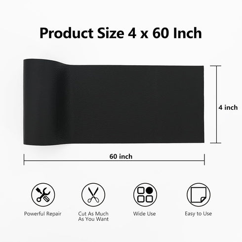 Self Adhesive Leather Repair Patch, 4 x 60 inch Leather Repair Tape, Leather Patches for Furniture, Vinyl Leather Repair Kit for Couches, Boat Sea...
