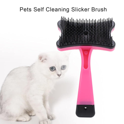 GLOGLOW Pet Grooming Brush, Self Cleaning Slicker Brush Short and Long Hair Shedding Brush for Dogs Cats Gently Removes Loose Undercoat(Rose Red) ...