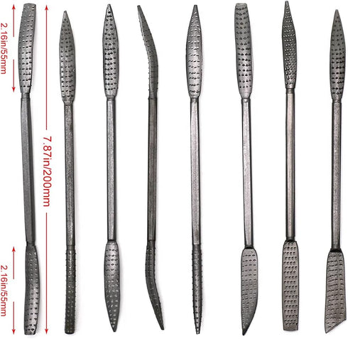 Wood Files and Rasps 8 PCS 5.5 X 200mm Double Ended Riffler Wood Rasp File Set Riffler File Set Woodworking Carving Rasping Coarse Rasps and Files...