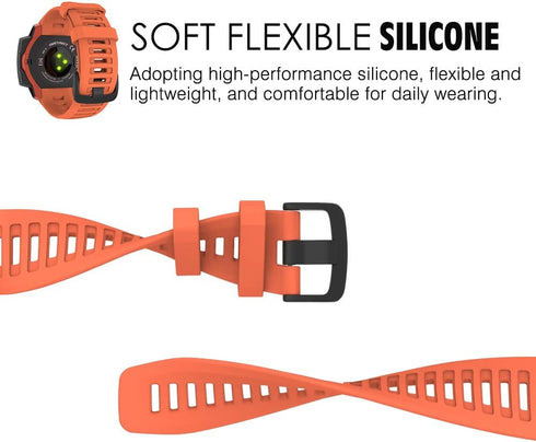 MoKo Watch Strap Compatible with Garmin Instinct Esports/Solar/Tactical/Tide Military Watch,Soft Silicone Adjustable Replacement Band Fit Garmin I...