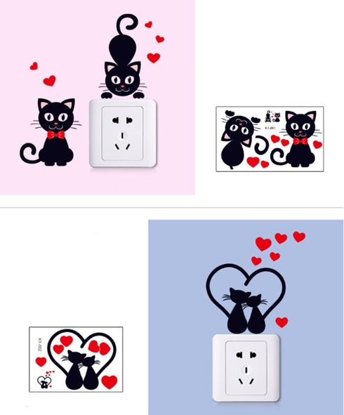Removable Switch Sticker, 5 Pcs Cute Cartoon Black Cats Wall Sticker, Light Switch Decor Decals, Family DIY Decor Art Car Stickers Home Decor Wall...