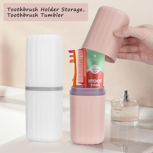 Travel Toothbrush Case,2pcs Travel Toothbrush Cup Holder Toothpaste Storage Containers, Portable Toothbrush Case for Travel Camping Business Schoo...