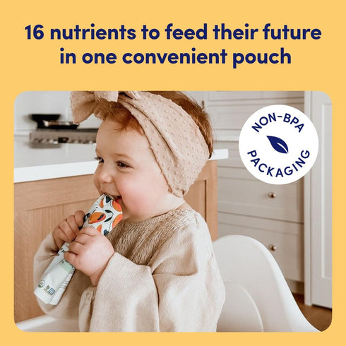 Cerebelly Baby Food Pouches – Organic Carrot Pumpkin (4 oz, Pack of 6) - Toddler Snacks - 16 Brain-supporting Nutrients, Healthy Snacks, Made with...