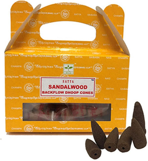 6pc Display - Satya Backflow Cones - 24pc Box/Sandalwood...