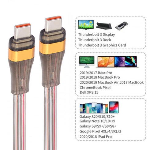 CY Cable USB-C Type C to USB-C Ultra Slim Flat Power USB2.0 Data 65W Fast Charge for Laptop Tablet Phone (200cm)...