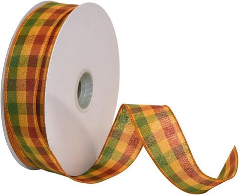 Morex Ribbon Autumn Hayride Plaid Wired Fabric Ribbon, Harvest Gold, 1-1/2 in x 50-Yd,7392.40/50-636...