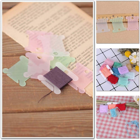 100 Pcs Plastic Floss Bobbin, Embroidery Floss Bobbins, Cross Stitch Embroidery Cotton Thread Embroidery Floss Thread Craft, Pink Embroidery Threa...