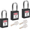 MroMax Lockout Tagout Lock, Safety Padlock Keyed Alike,Loto Security Padlock Steel Shackle Black Padlock for Lock Out Tag Out 3Pcs...