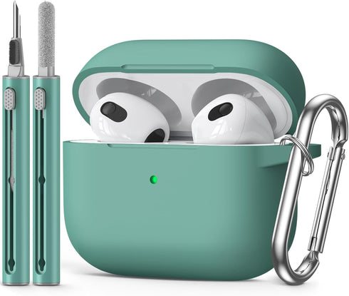 AirPods 3rd Gen Case Cover 2021 with Cleaner Kit,Soft Silicone Protective Case for Apple AirPods 3rd Generation Charging Case with Keychain,Shockp...