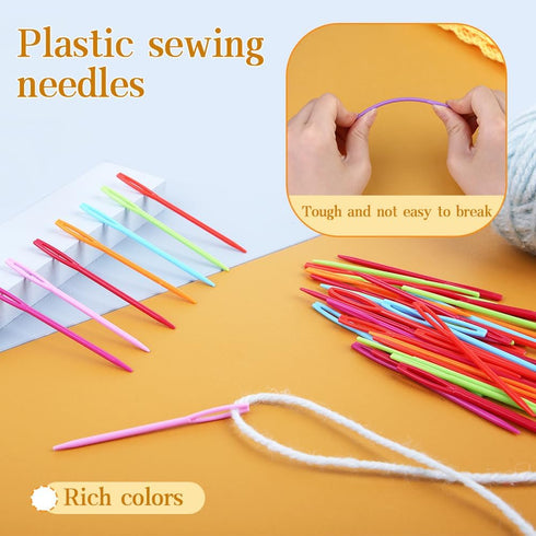 50 PCS Plastic Yarn Needles 2.75 Inch Colorful Large Eye Sewing Needles Plastic Needles for Yarn DIY Sewing Handmade Crafts...