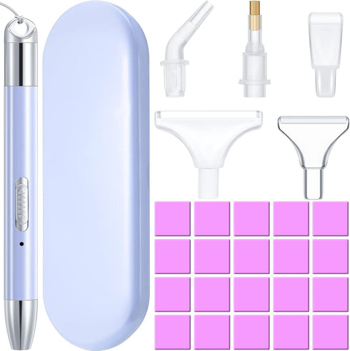 Zonon 27 Pcs Rhinestone Art Accessories, Included Lighted USB Rechargeable LED Painting Pen, 20 Glue Clay, 5 Rhinestone Pen Tips and Storage Case ...