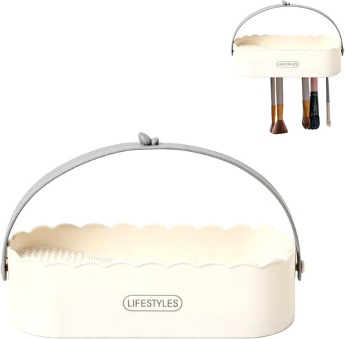 Makeup Brush Cleaner 3 in 1, Sponge and Make Up Brush Dryer, Makeup Tools Cleaning Box white...