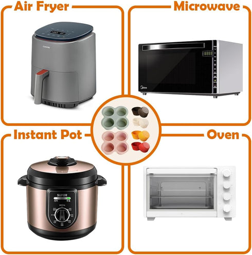 2 Pcs Air Fryer Accessories, Silicone Muffin Pans for Baking? Non-Stick Food-Grade Air Fryer Liners with 16 Disposable Paper Coated Baking Cups...