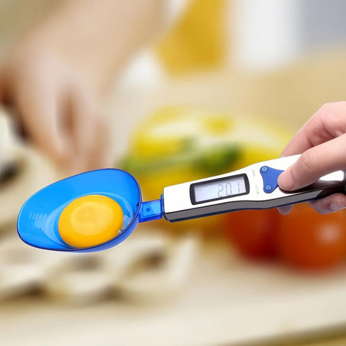 Yoidesu Digital Kitchen Scale, Electronic Gram Measuring Spoon, 500g/0.1g Blue Cute Digital Weight Scale Spoon with 3 Measuring Spoons for Portion...