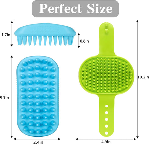 2PCS Dog Bath Brush | Dog Scrubber for Bath | Dog Shampoo Brush | Dog Washing Brush | Dog Shower Brush with Adjustable Handle,Suitable for Pets De...