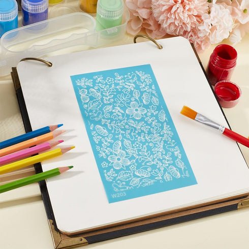 CREATCABIN Flower Silk Screen for Polymer Clay Reusable Silkscreen Printing Working with Clay Earrings Polymer Screen Print on Clay Stencil Tools ...