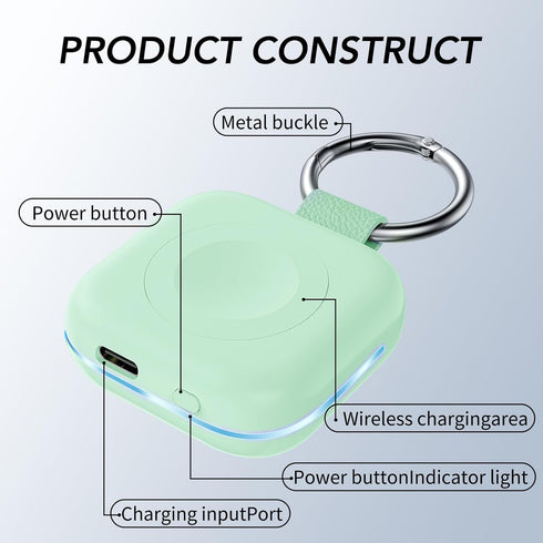 HUOTO for Portable Apple Watch Charger, Mini Purse Keychain 1200mAh iWatch Charger Power Bank Wireless Battery Pack Travel Smart Watch Charger for...
