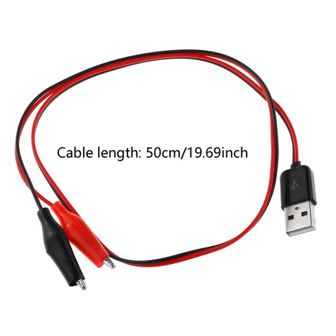 Crocodile Clamps Test Wire 50cm/19.69inch Double Alligator Clips to USB Male Connector Cable Copper Test Lead for Testing Circuit...