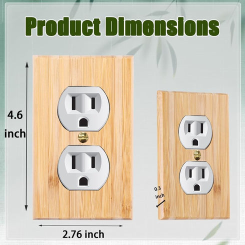 4PC Solid Wood Outlet Covers Raw Wooden Light Switch Plate Decorative Wall Plate Bamboo Quality Light Switch Plate Cover Double Hole Outlet Plate ...