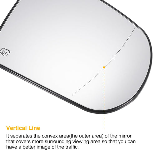 X AUTOHAUX Car Rearview Right Passenger Side Mirror Glass Replacement W/Backing Plate Heated White Glass for Jeep Cherokee 2014-2019 for Jeep Comp...