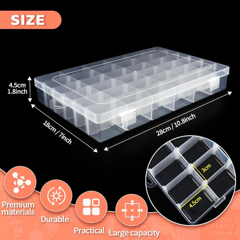 ZANZANYUHANG 36 Grids Clear Plastic Organizer Box, Craft Organizers and Storage, Bead Organizer with Adjustable Dividers, Jewelry Organizers and S...