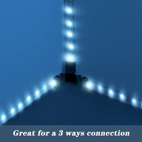 30 Pieces RGB LED Strip Connector Full Kit, 4 Pin 10 mm Gapless Solderless Adapter Extension Compatible with SMD 5050 LED Strip, 20 Gapless Connec...