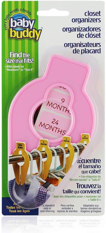 Baby Buddy Closet Organizers, Newborn Essential and Nursery Must Have to Easily Divide Baby Clothes from Newborn to Size 8, Pink, Set of 5...